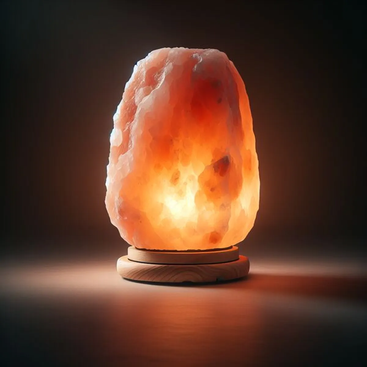 Himalaya Salzlampe mit warmem rosa-orangem Licht