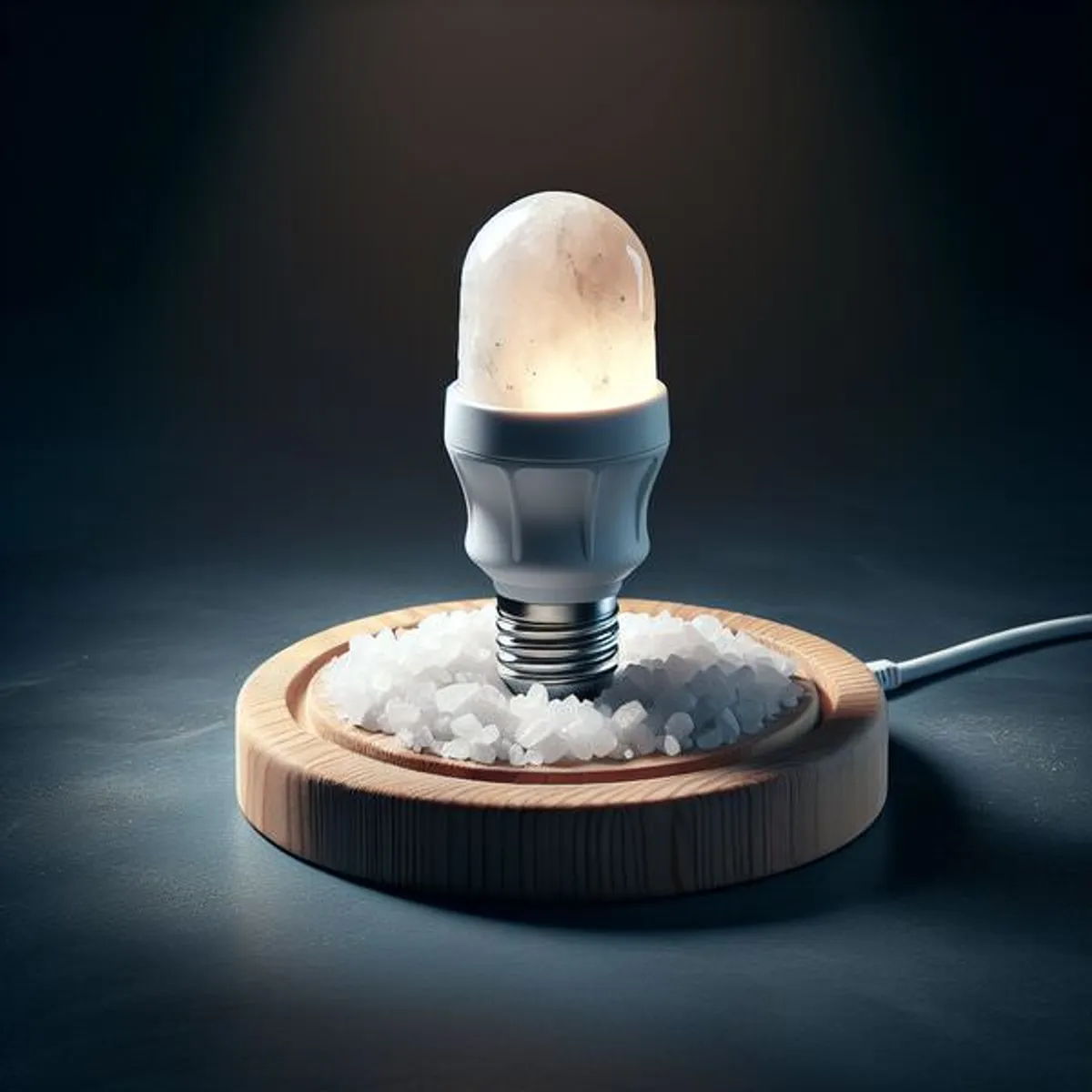 Salzlampe mit Steckdosenanschluss als warmes Nachtlicht