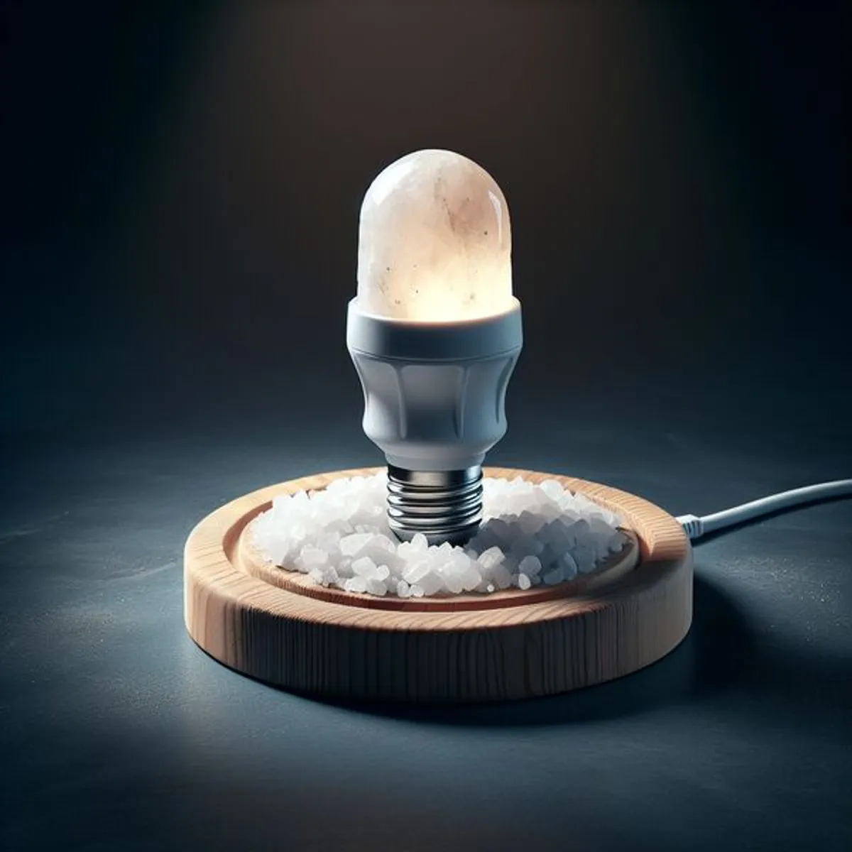 Salzlampe mit Steckdosenanschluss als warmes Nachtlicht